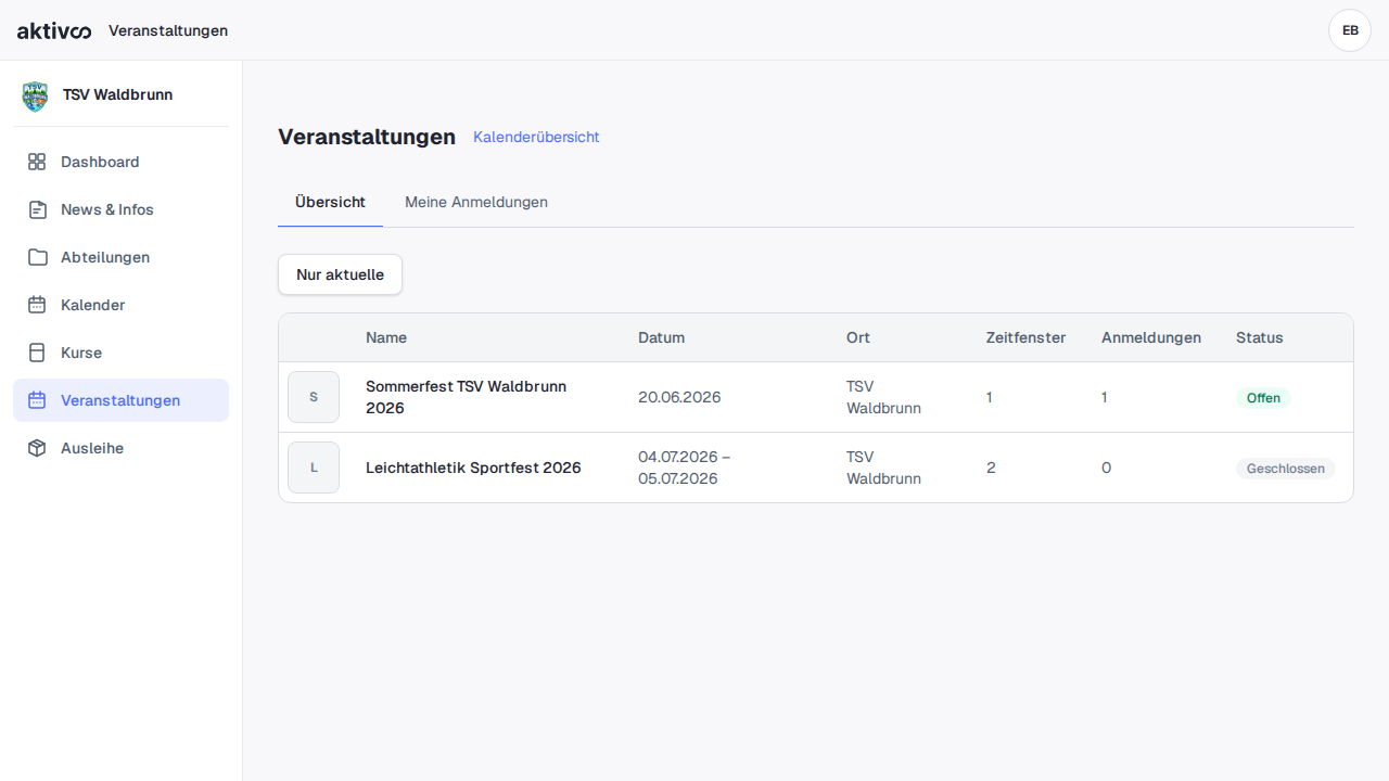 Veranstaltungen – Übersicht (Mitglied)
